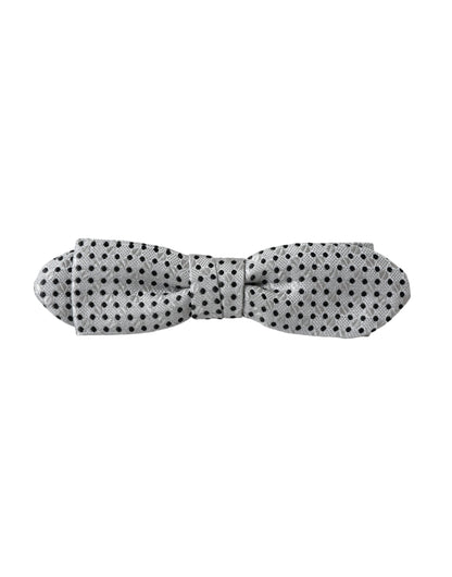  - Gray Silk Polka Dot Adjustable Neck Men Papillon Bow Tie