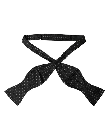  - Black Silk Polka Dot Slim Skinny Necktie Men Bow Tie