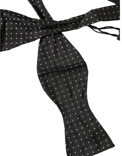  - Black Silk Polka Dot Slim Skinny Necktie Men Bow Tie