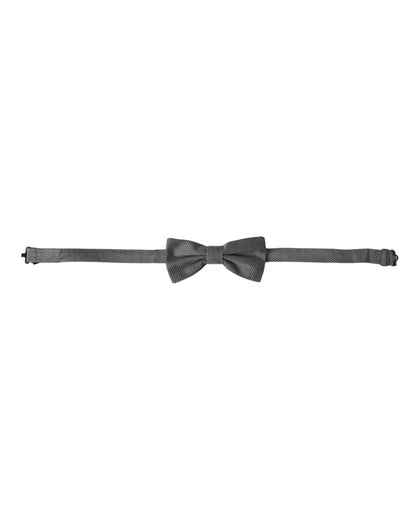  - Gray Silk Patterned Adjustable Neck Men Bow Tie