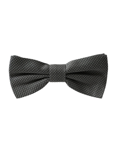  - Gray Silk Patterned Adjustable Neck Men Bow Tie