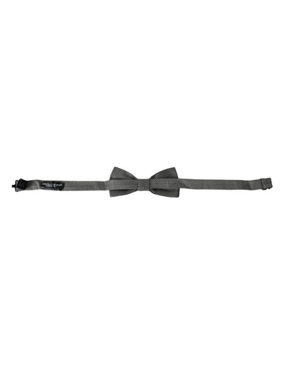  - Gray Silk Patterned Adjustable Neck Men Bow Tie