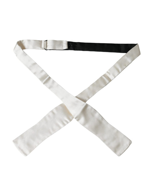  - White Silk Slim Skinny Necktie Men Bow Tie