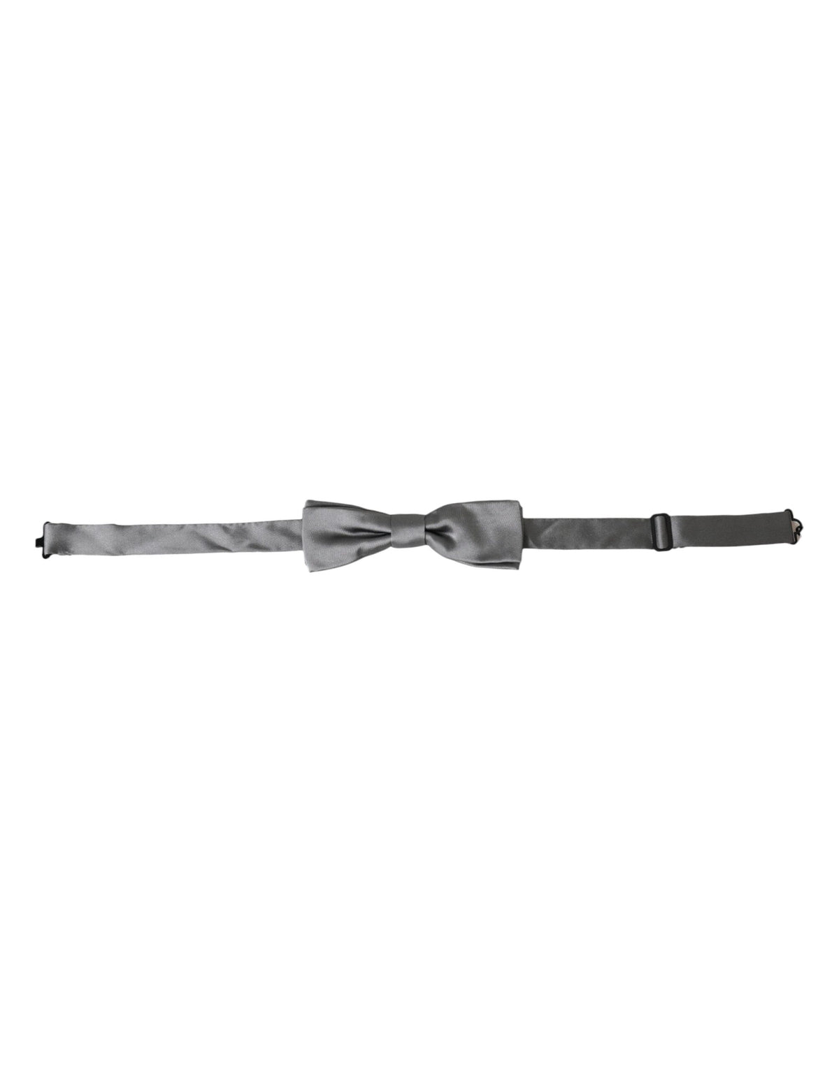 Dolce & Gabbana Gray Satin Silk Adjustable Neck Papillon Bow Tie