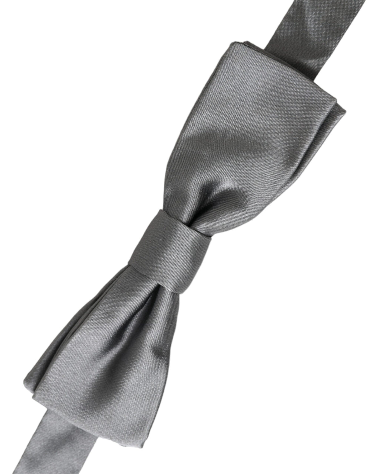 Dolce & Gabbana Gray Satin Silk Adjustable Neck Papillon Bow Tie