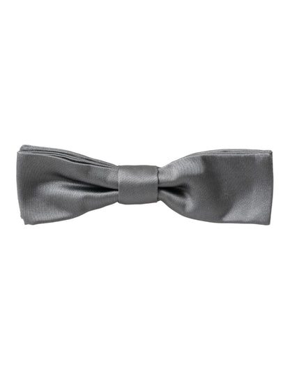 Dolce & Gabbana Gray Satin Silk Adjustable Neck Papillon Bow Tie