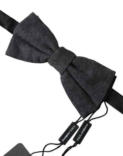  - Dark Gray Silk Adjustable Neck Men Bow Tie