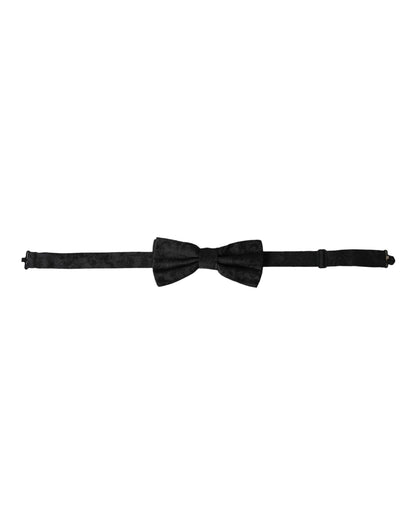  - Black Silk Floral Adjustable Neck Men Bow Tie