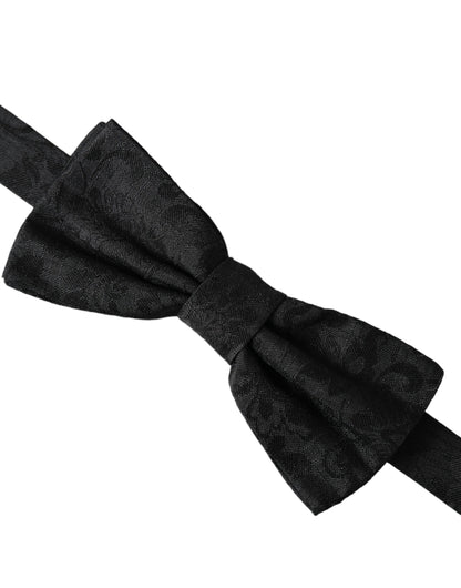  - Black Silk Floral Adjustable Neck Men Bow Tie