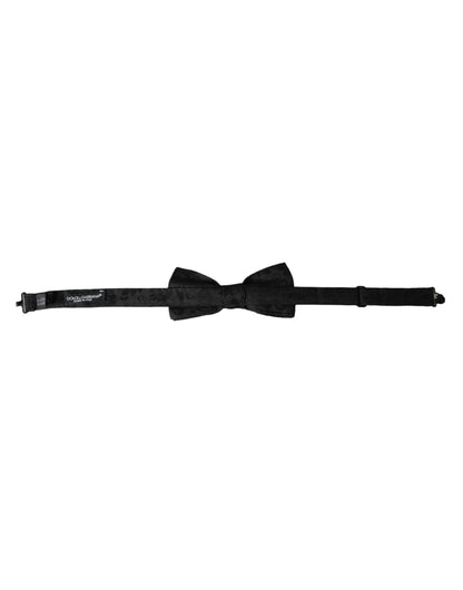  - Black Silk Floral Adjustable Neck Men Bow Tie