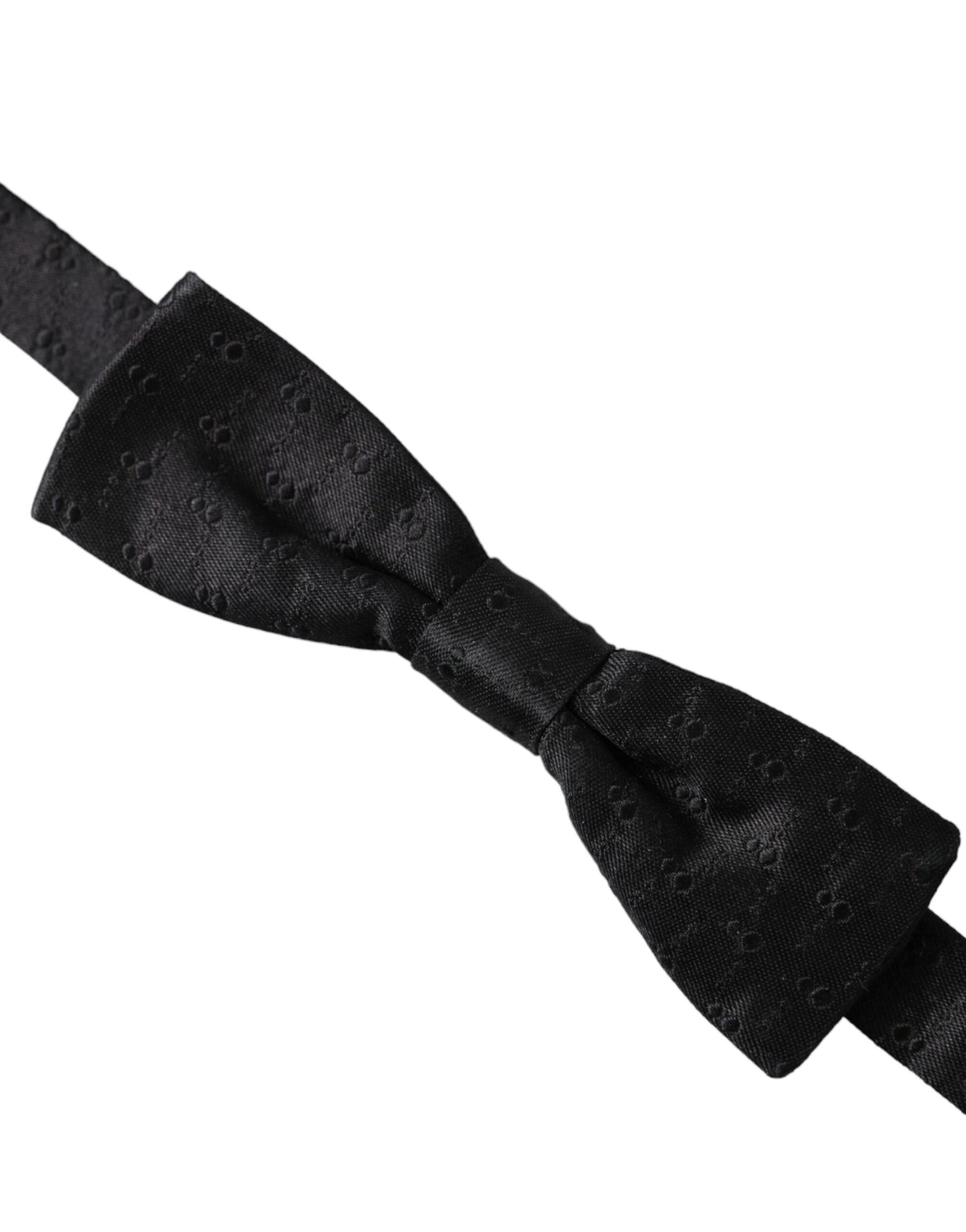  - Black Silk Patterned Adjustable Neck Men Bow Tie