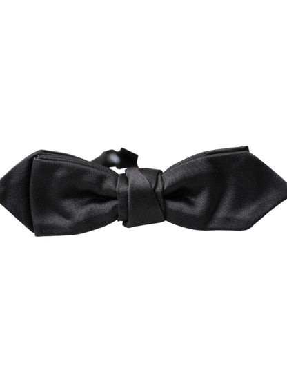  - Black Satin Silk Adjustable Neck Men Bow Tie