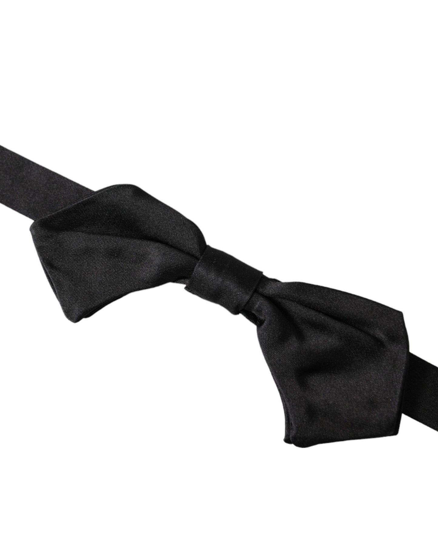  - Black Satin Silk Adjustable Neck Men Bow Tie