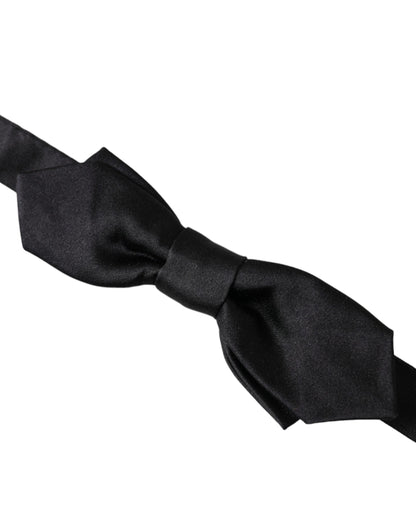  - Black Satin Silk Adjustable Neck Men Bow Tie