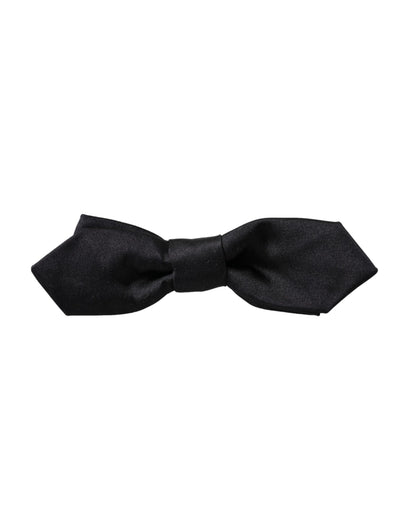  - Black Satin Silk Adjustable Neck Men Bow Tie