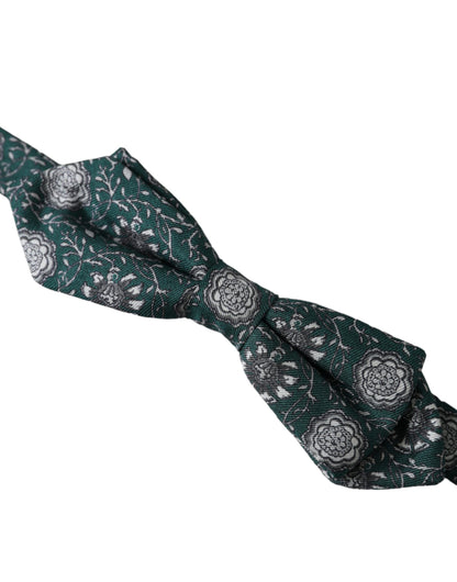  - Green Silk Floral Adjustable Neck Men Bow Tie