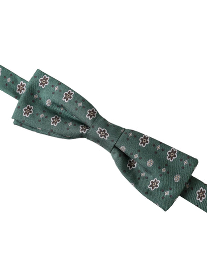  - Mint Green Floral Adjustable Neck Men Bow Tie