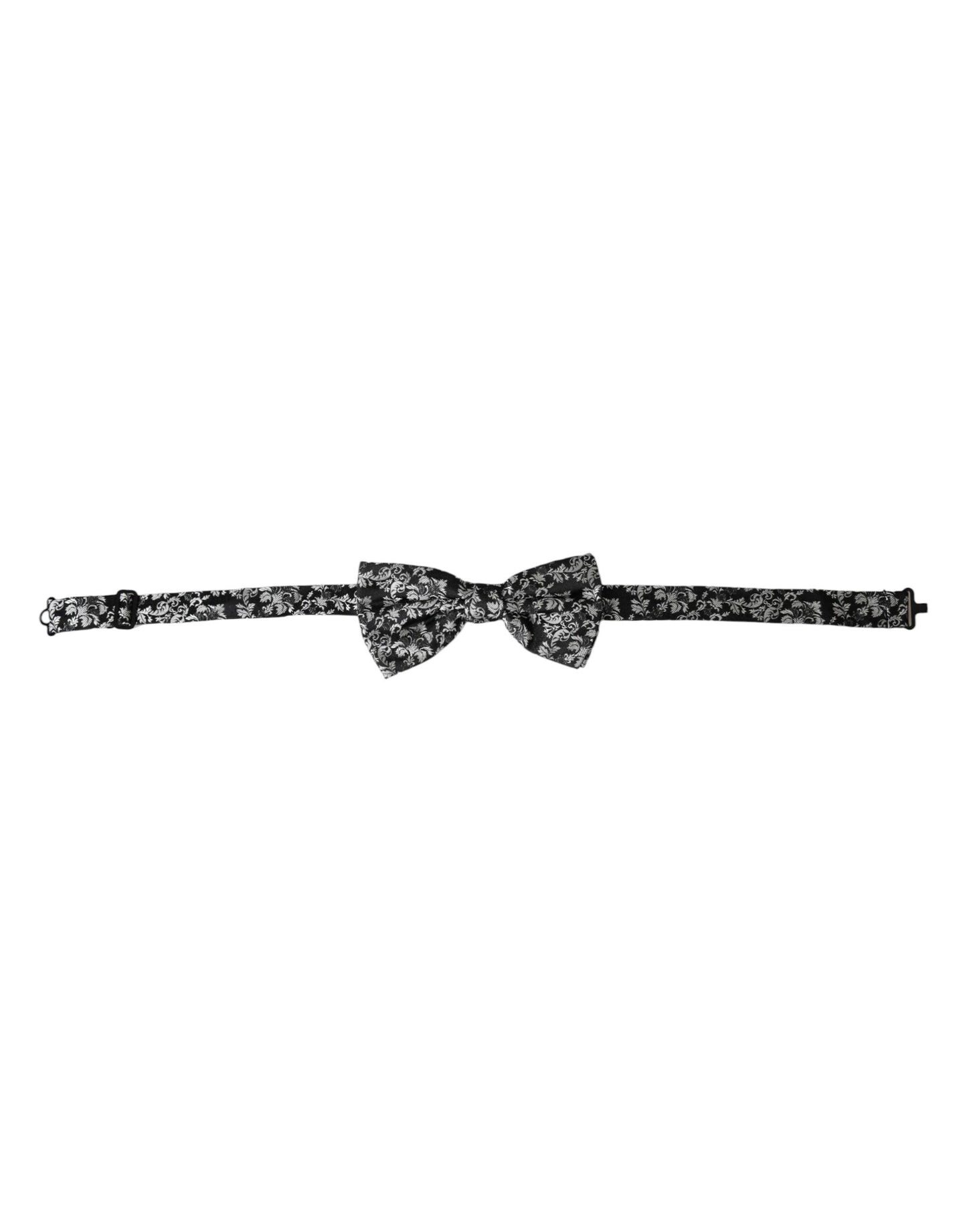  - Black Floral Silk Adjustable Neck Men Bow Tie