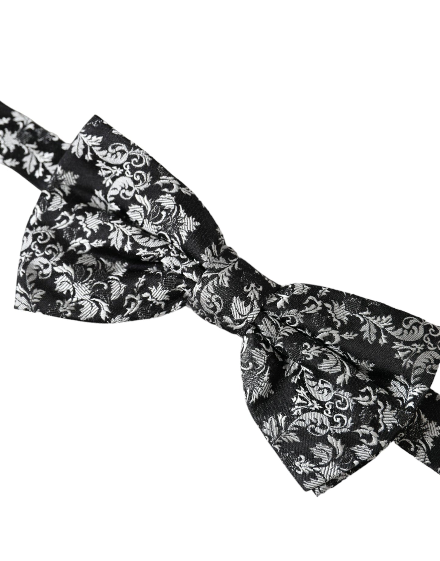  - Black Floral Silk Adjustable Neck Men Bow Tie