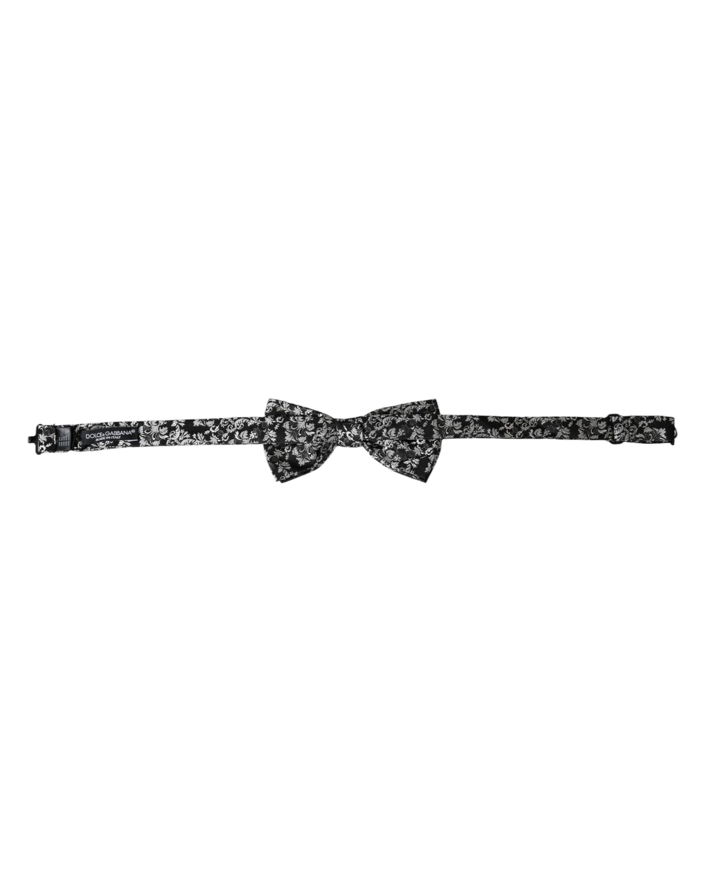  - Black Floral Silk Adjustable Neck Men Bow Tie