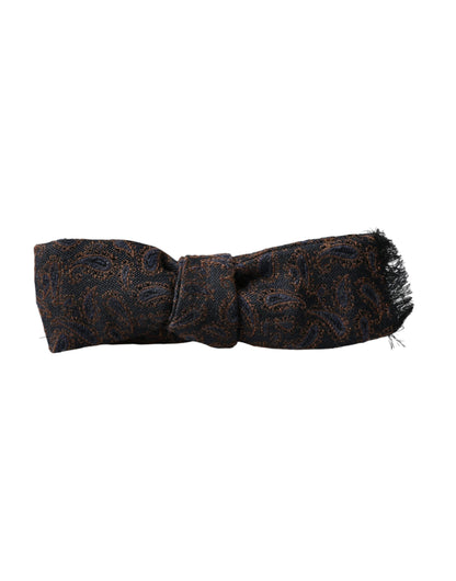  - Brown Fantasy Silk Wool Adjustable Neck Men Bow Tie