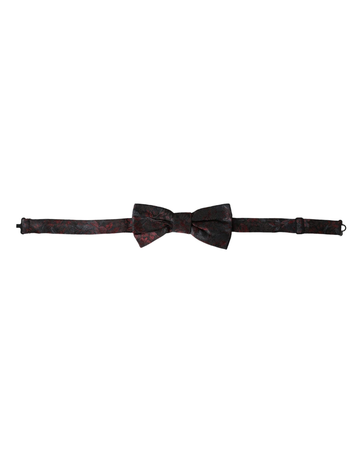  - Red Black Floral Adjustable Neck Men Bow Tie