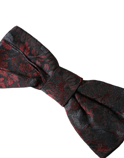  - Red Black Floral Adjustable Neck Men Bow Tie