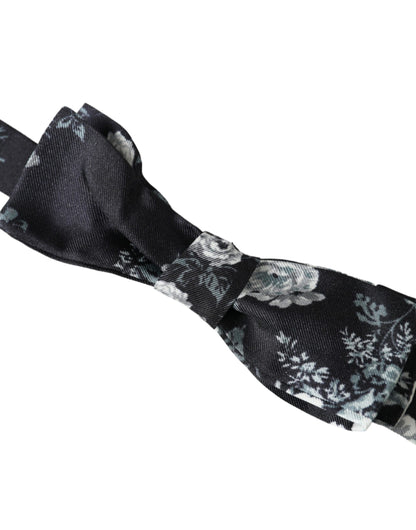  - Black Floral Fantasy Adjustable Neck Men Bow Tie