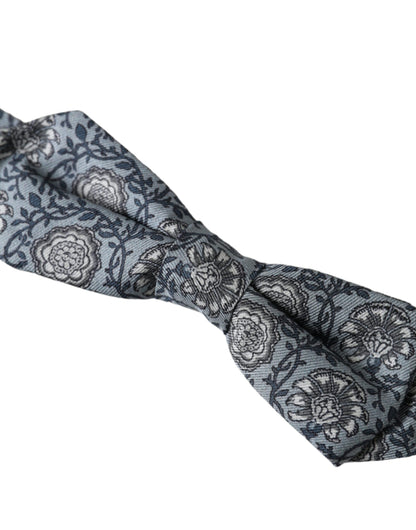  - Gray Silk Patterned Adjustable Neck Men Bow Tie