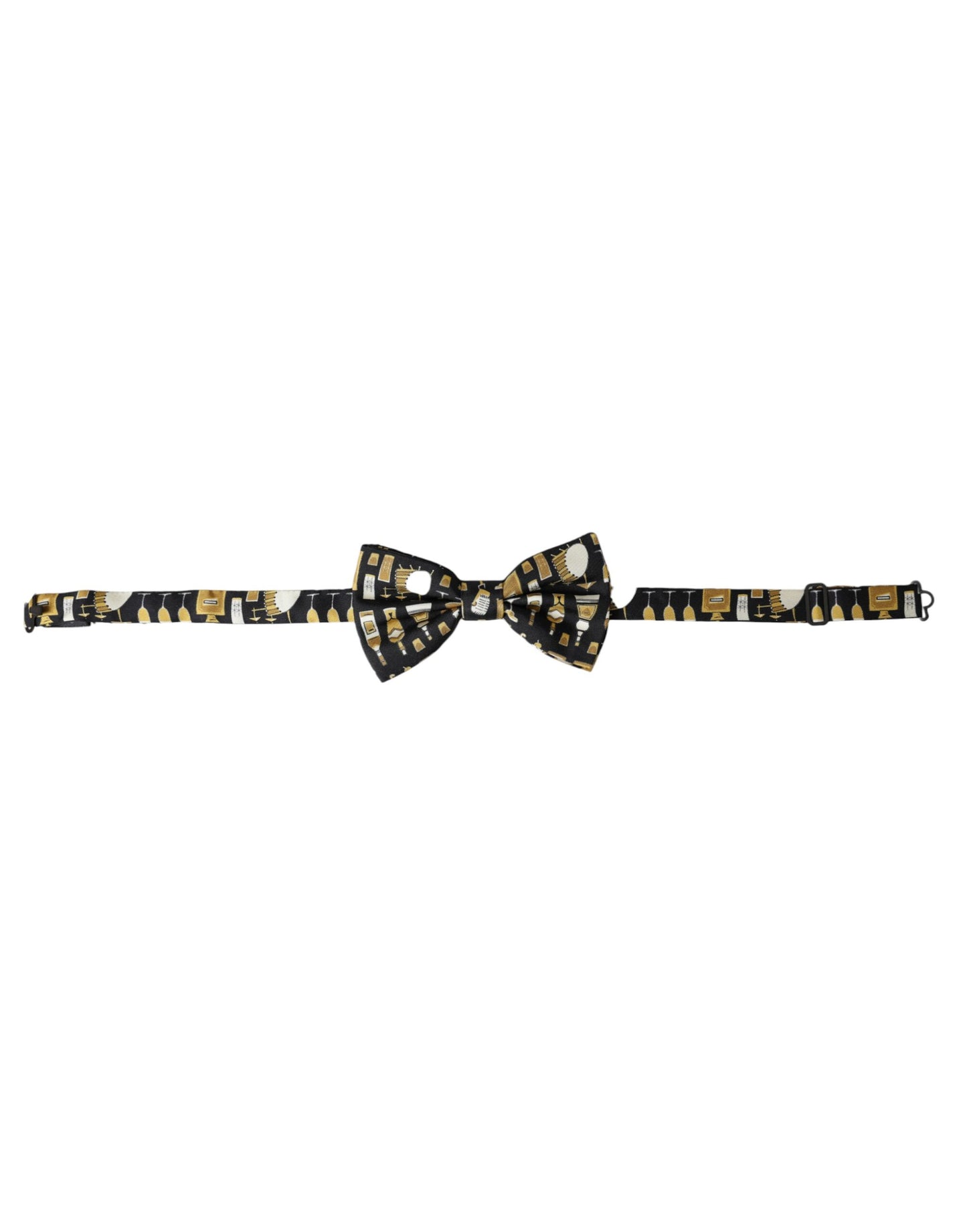  - Black Silk Cocktail Adjustable Neck Men Bow Tie