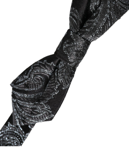  - Black Silk Jacquard Adjustable Neck Men Bow Tie