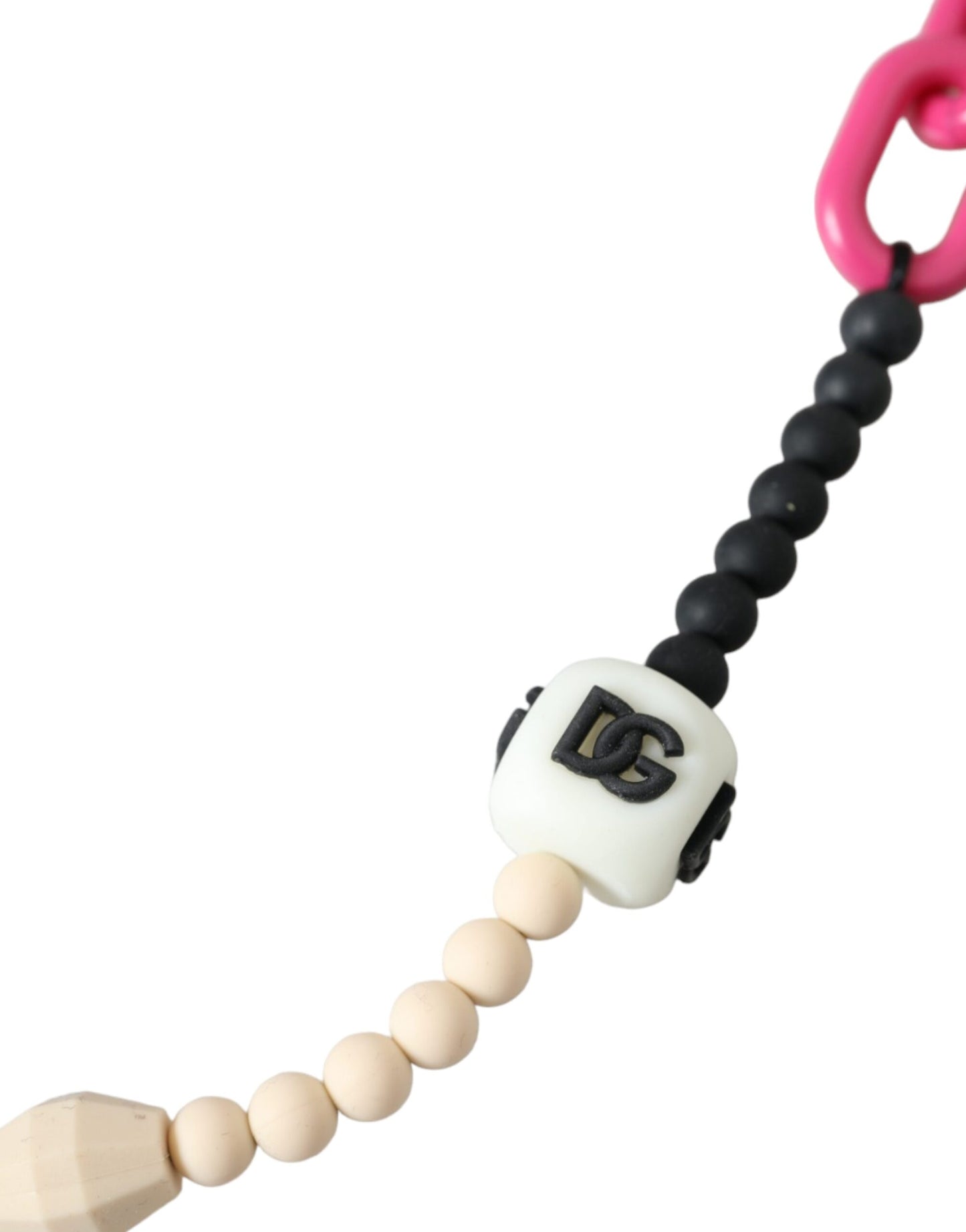  - Multicolor Beaded Chain Logo Charm Necklace