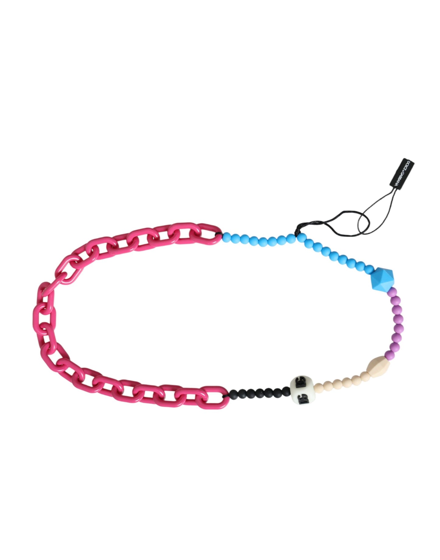  - Multicolor Beaded Chain Logo Charm Necklace