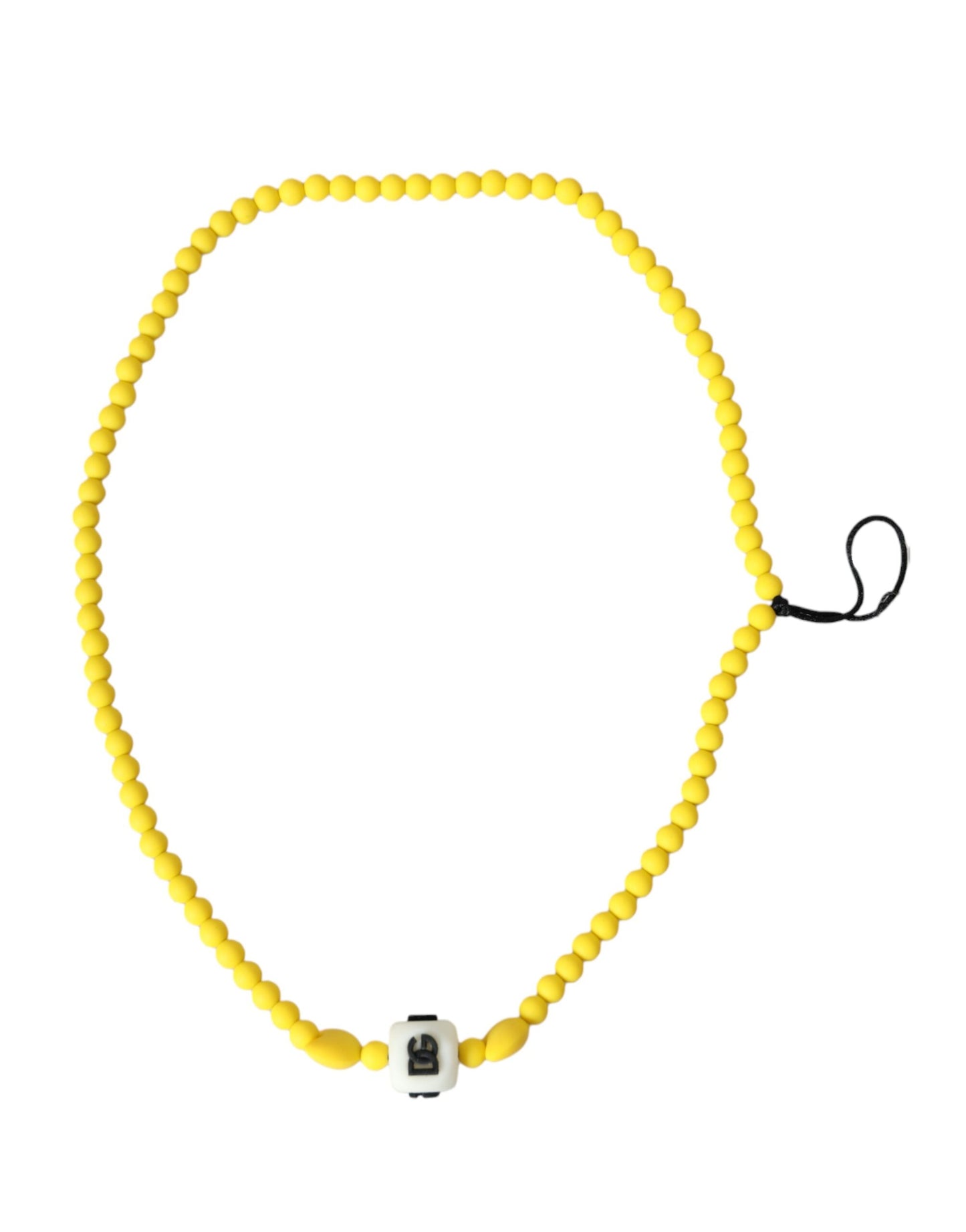  - Yellow Beaded Chain DG Logo Charm Necklace