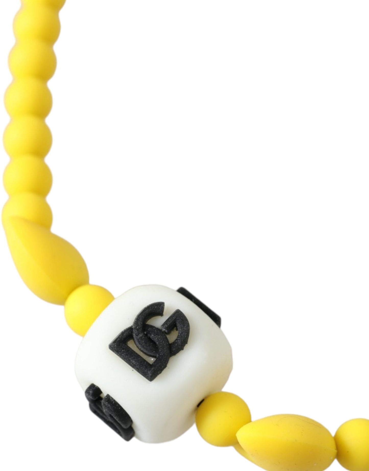  - Yellow Beaded Chain DG Logo Charm Necklace