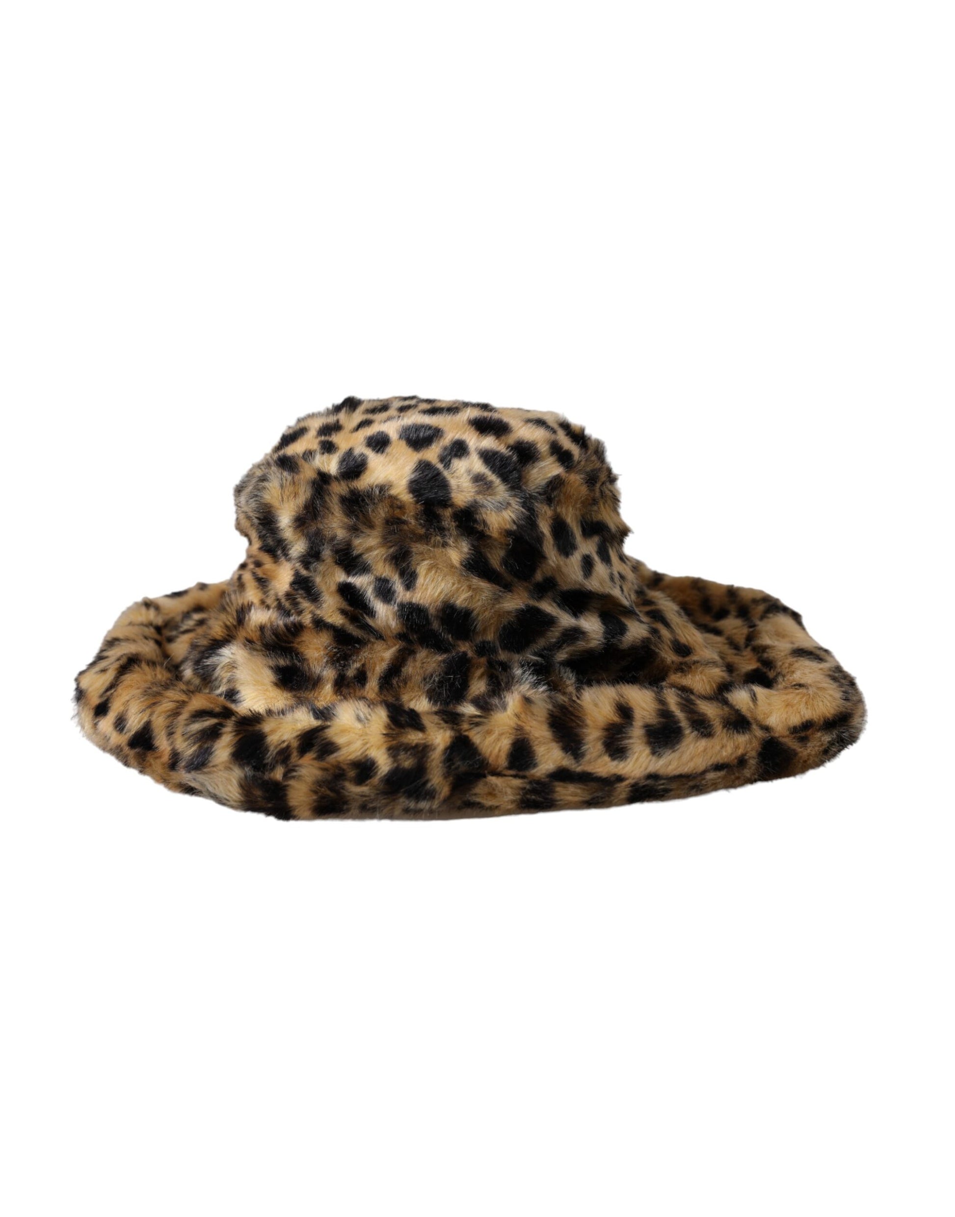 Dolce & Gabbana Brown Leopard Fur Women's Bucket Hat