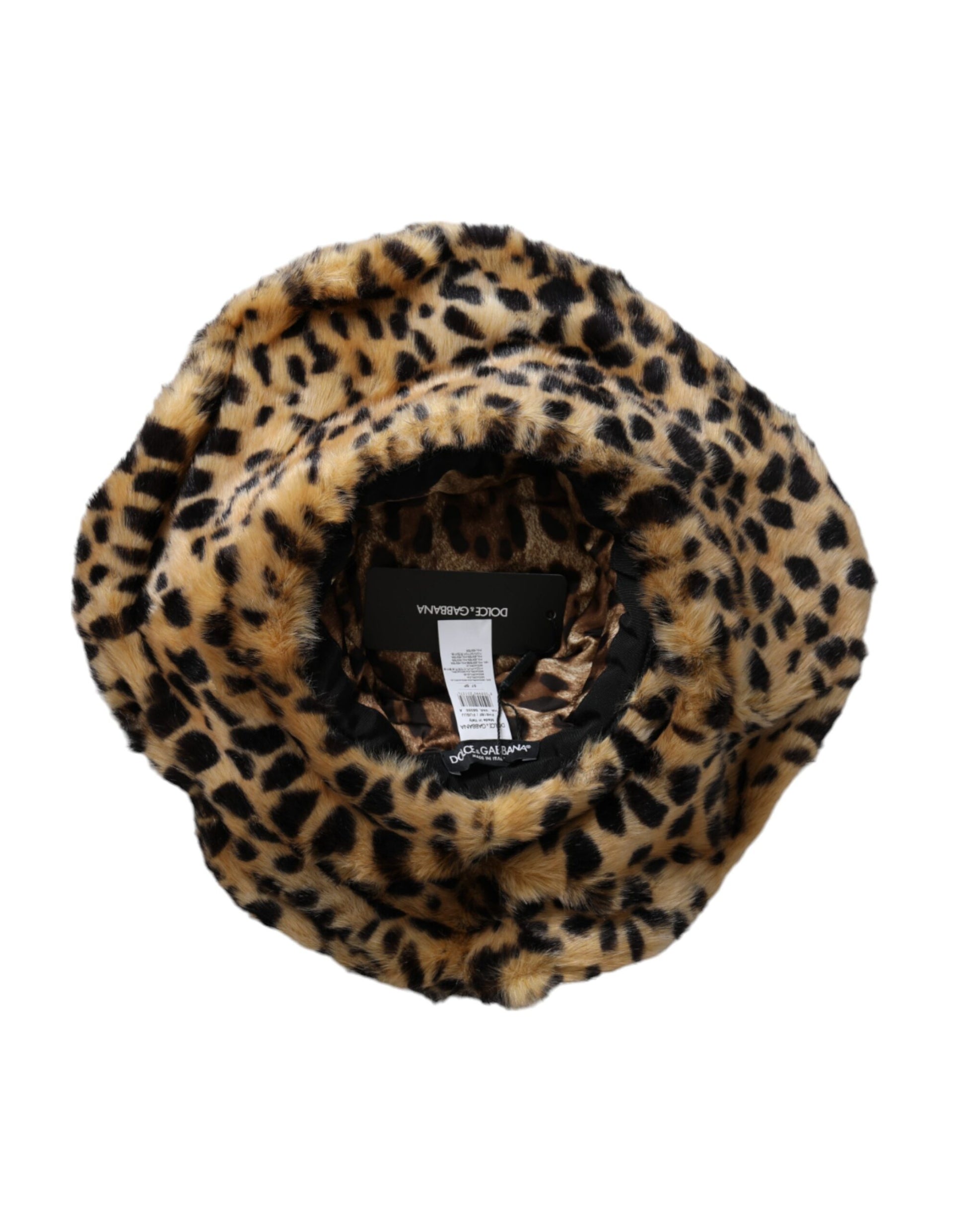 Dolce & Gabbana Brown Leopard Fur Women's Bucket Hat
