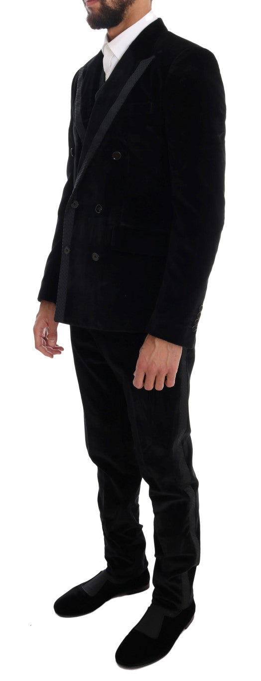  - Elegant Black Slim Fit Three-Piece Suit