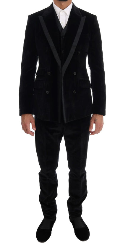  - Elegant Black Slim Fit Three-Piece Suit