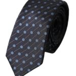  - Black Blue Polka Dot Silk Adjustable Men Tie