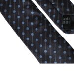  - Black Blue Polka Dot Silk Adjustable Men Tie