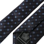  - Black Blue Polka Dot Silk Adjustable Men Tie