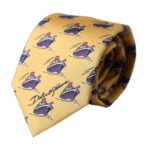  - Yellow Ship Print 100% Silk Adjustable Men Tie