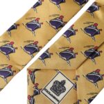  - Yellow Ship Print 100% Silk Adjustable Men Tie