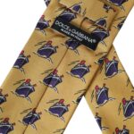  - Yellow Ship Print 100% Silk Adjustable Men Tie