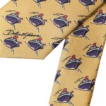  - Yellow Ship Print 100% Silk Adjustable Men Tie