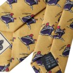  - Yellow Ship Print 100% Silk Adjustable Men Tie