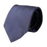  - Navy Blue Silk Patterned Adjustable Men Tie