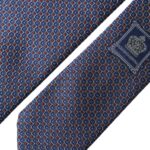  - Navy Blue Silk Patterned Adjustable Men Tie