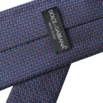  - Navy Blue Silk Patterned Adjustable Men Tie